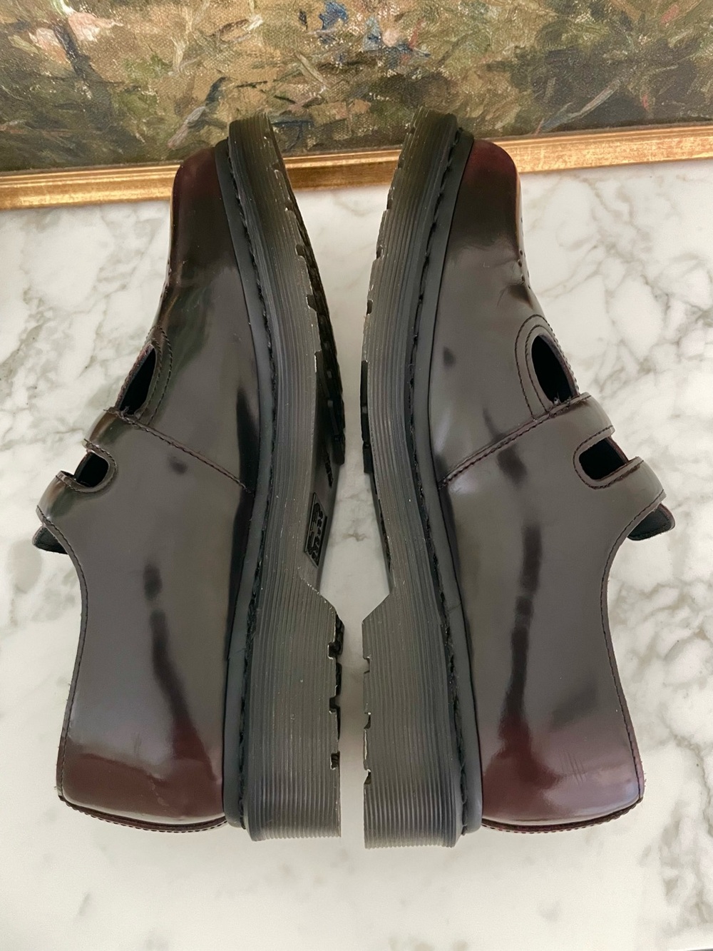 Dr. Martens Mary Jane Chunky Shoe Burgundy Cherry Red 🍒 Arcadia Leather - Picture 7 of 15